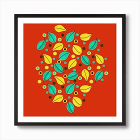 Fallen Leaves On Orange Art Print