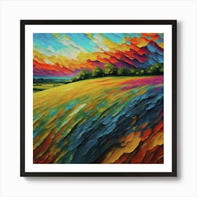 Sunset In The Field Art Print