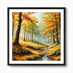 Forest In Autumn In Minimalist Style Square Composition 246 Art Print