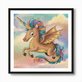 Unicorn Flying In The Sky Art Print