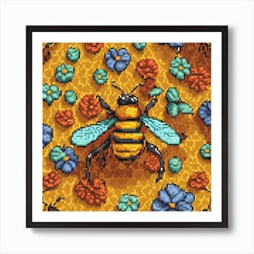 Bees And Flowers Art Print