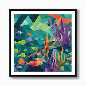 Deep Sea Adventure Cubism Style Art Print