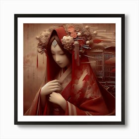 Japan Traditional Geisha Illustration By Ad 17 Art Print