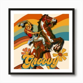 Groovy Cowgirl Art Print