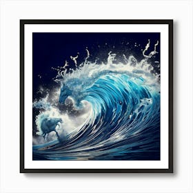 Firefly Wild Stream, Huge Wave, Spray, Transparent, Water Horses, Dynamic, Powerful, Natural, Ethere (10) Art Print