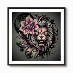 Lion Head Tattoo Art Print