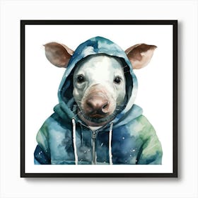 Watercolour Cartoon Tapir In A Hoodie 2 Art Print