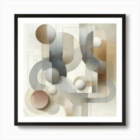 Neutral Abstract Of Beige, Grey, And White,1 Art Print