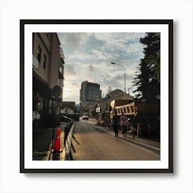 Sunset On A City Street In Kosovo Art Print