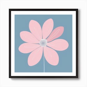 A White And Pink Flower In Minimalist Style Square Composition 238 Art Print