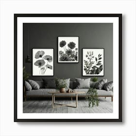 Black And White Flowers Art Print