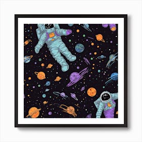 Astronaut Illustration Kids Room 3 Art Print
