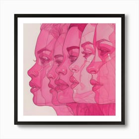 Line Of Women'S Faces Art Print