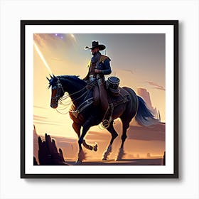 Cowboy On Horseback 2 Art Print