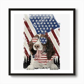 American Flag English Springer Spaniel Dog Art Print