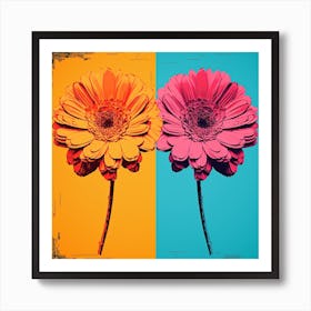 Andy Warhol Style Pop Art Flowers Calendula 4 Square Art Print