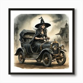Witch In Car Art Print