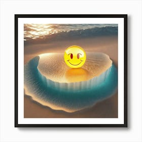 Smiley Face On Ice Art Print