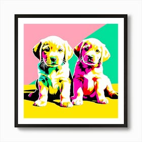 'Labrador Retriever Pups', This Contemporary art brings POP Art and Flat Vector Art Together, Colorful Art, Animal Art, Home Decor, Kids Room Decor, Puppy Bank - 64th Art Print