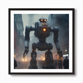 Giant Robot In A City 5 Art Print