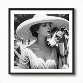 Woman With A Greyhound Art Print