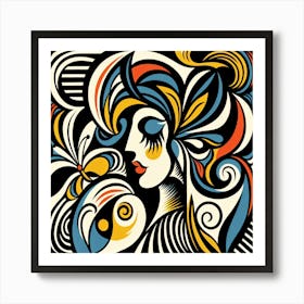 Stunning Abstract Portrait with Butterfly I Art Print