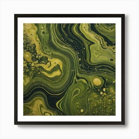 olive gold abstract wave art 14 Art Print