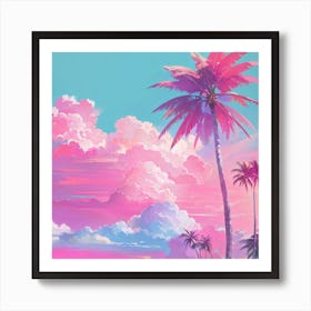 Pink Palm Trees Art Print