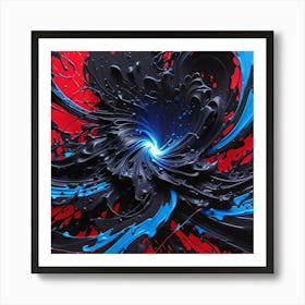 Abstract Black And Blue Painting Art Print