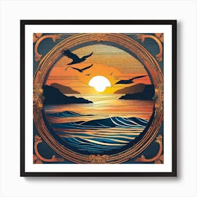 Sunset Over The Ocean 16 Art Print