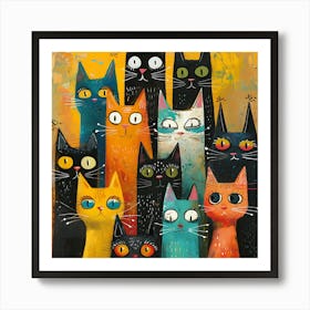 Group Of Cats 14 Art Print