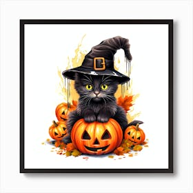 Black kitten wizard hat Affiche