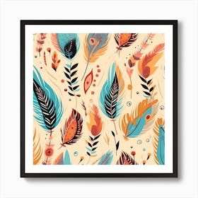 Feathers Seamless Pattern Art Print