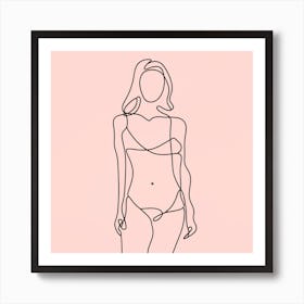 Pink Nude Line Art Print Painting Art Print
