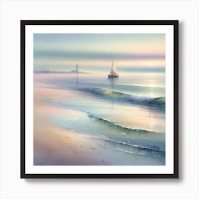 Sailboat On The Beach Art Print