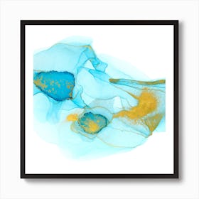 Abstract - Blue And Gold Art Print