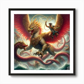 Dragon And A Woman Art Print