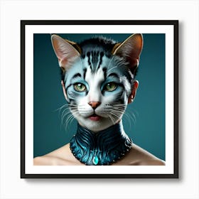 Human Cat Face Hybrid Feline Anthropomorphic Humanoid Transformation Fantasy Fiction Creat (3) Art Print