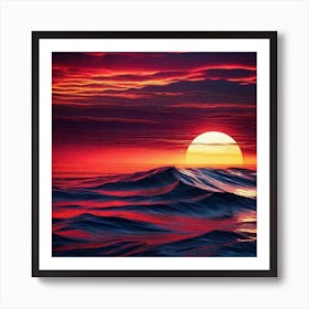 Sunset Over The Ocean 50 Art Print