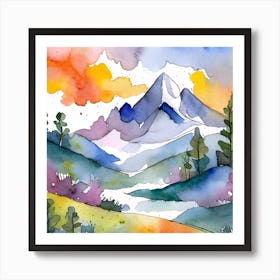 Firefly An Illustration Of A Beautiful Majestic Cinematic Tranquil Mountain Landscape In Neutral Col (34) Art Print