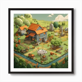 Farm Village In The Countryside Art Print