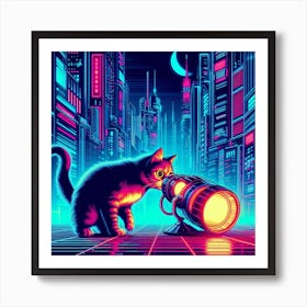 Neon Cat 1 Art Print