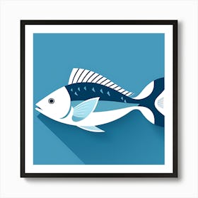 Fish On Blue Background Art Print