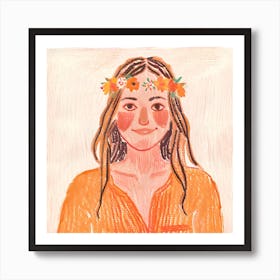 Girl With Flower Crown Art Print