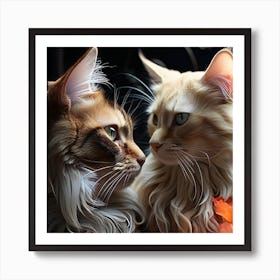 Two Cats Looking At Each Other Art Print