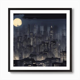 Cityscape At Night Art Print