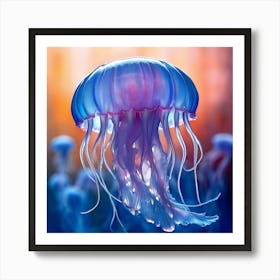 Watercolor Blue Bottel Jelly Fish Art Print