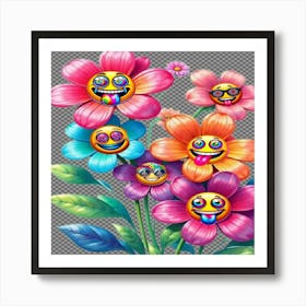 Emoji Flowers 1 Art Print