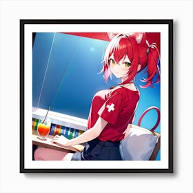 Kawaii Anime Girl Art Print