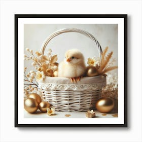 Easter Chick In Basket 1 Art Print